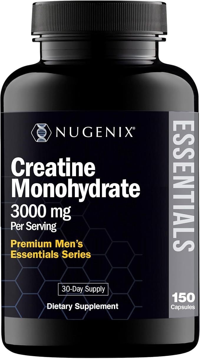 Nugenix Essentials Premium Creatine Monohydrate Pills Capsules Supplement, 3000mg, 150 Capsules