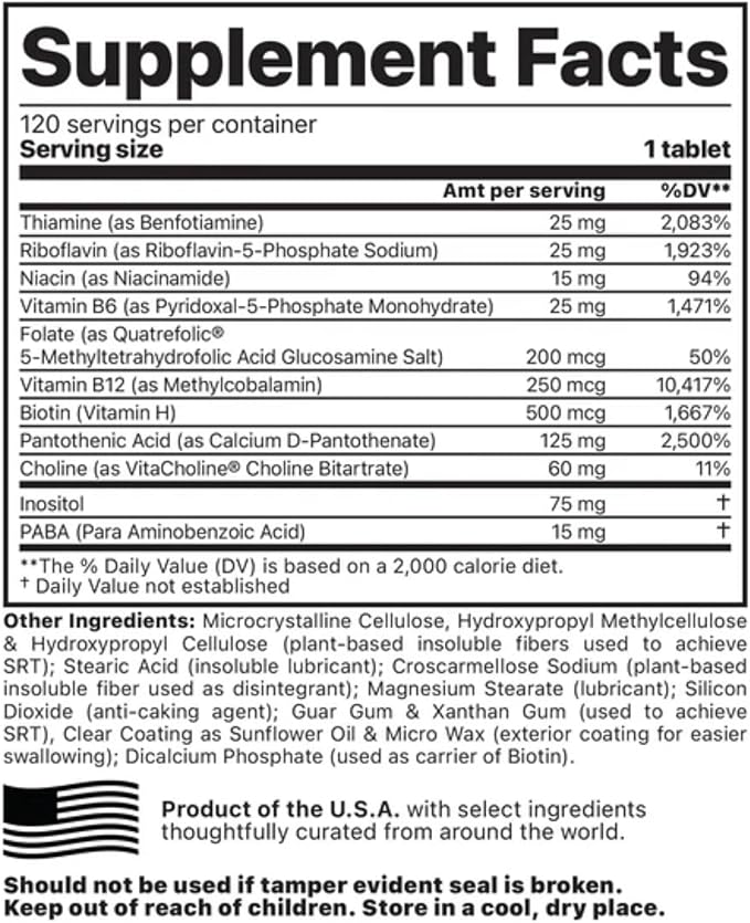 Jigsaw Health Activated B w/SRT | Supports Healthy Nervous System and Energy Production | 120 Tablets