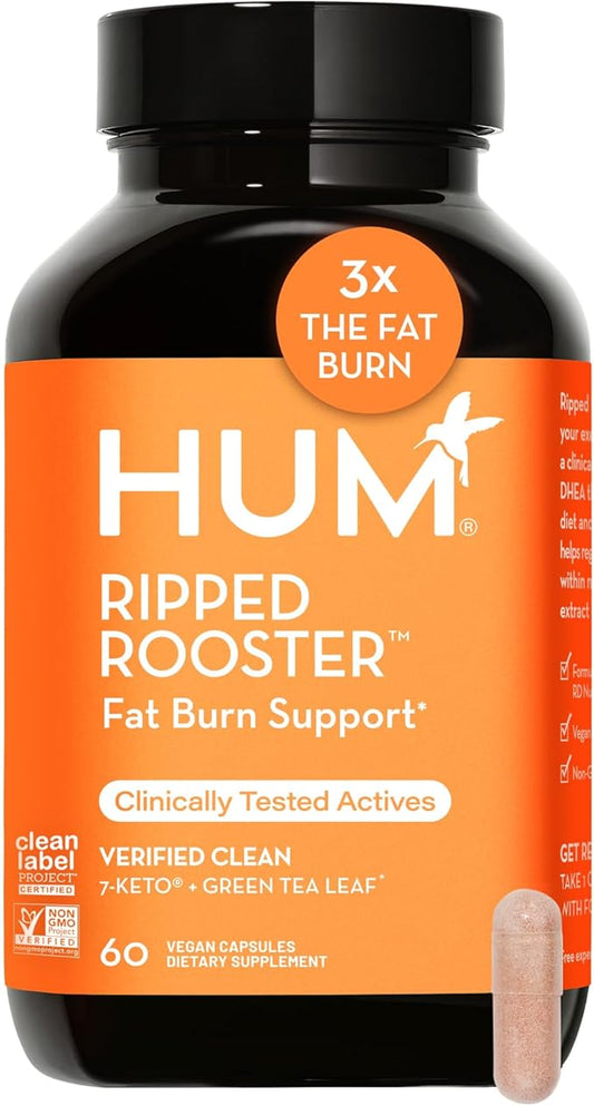 HUM Ripped Rooster - Natural Green Tea Supplement to Boost Metabolism, Control Cravings, Burn Fat & Support a Healthy Diet & Weight Management (60-Count)