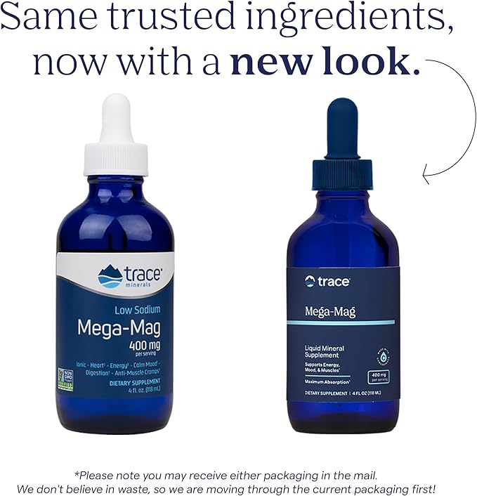 Trace Minerals Mega-Mag - Liquid Energy Support Supplement with Magnesium & Chloride - Healthy Bone & Muscle Function Support Formula - Supplement to Support Nerve Health - 4 fl oz (30 Servings)