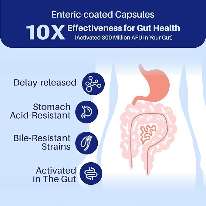 Akkermansia Probiotic, Boosts GLP-1, 300M AFU, Inulin Prebiotic Fiber - Gut Health Supplements for Men & Women (60 Capsules)