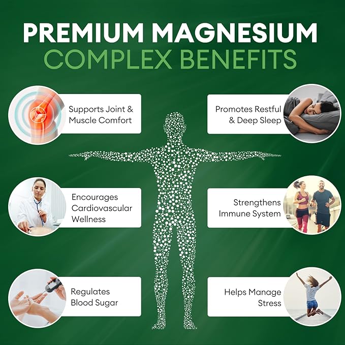 Magnesium Complex Capsules 500MG Blend with Glycinate L-threonate Taurate Malate and Glucose - 90