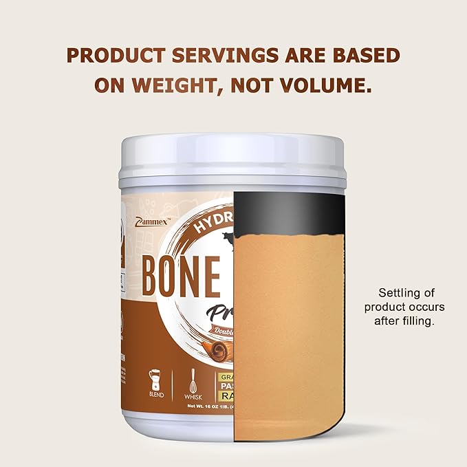 Zammex Bone Broth Protein Powder, Pure Grass Fed Beef, Chocolate Protein Powder,Hydrolyzed Collagen Supplement for Healthy Skin,Nails,Hair,Joints, Non-GMO,Gluten Free, Great in Shakes