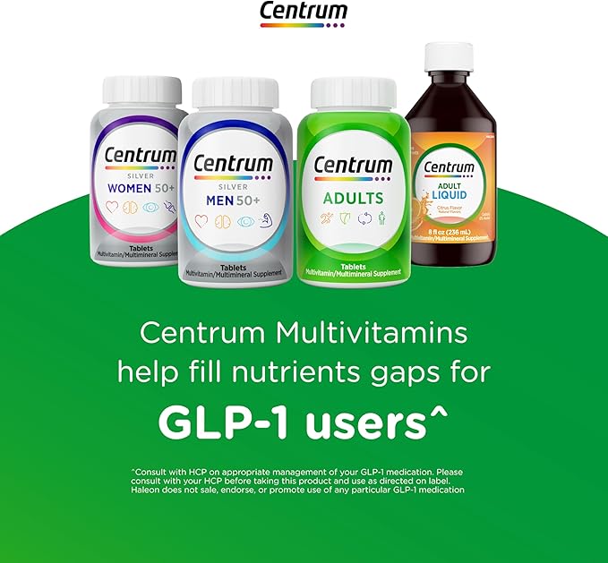 Centrum Minis Silver Multivitamin for Men 50 Plus, Multivitamin/Multimineral Supplement, Vitamin D3, B-Vitamins and Zinc, Non-GMO Ingredients, Supports Memory and Cognition in Older Adults - 280 Ct