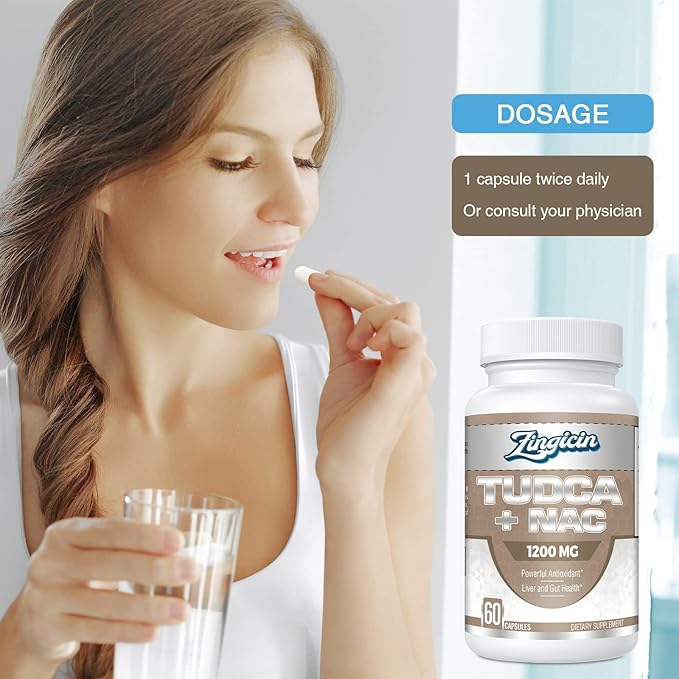 TUDCA with NAC Supplement 1200mg - 120 Capsules,Powerful TUDCA Bile Salt Plus N-Acetyl-Cysteine,Antioxidant Supplements for Liver,Digestion