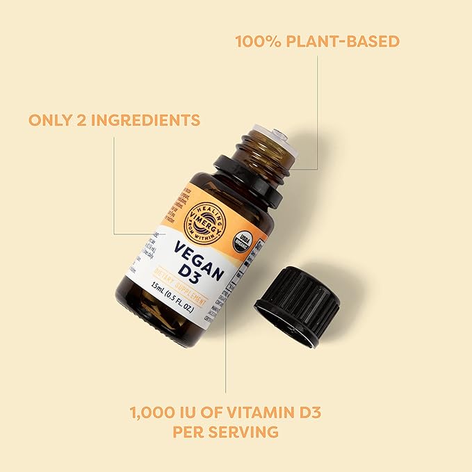 Vimergy Vegan D3 – Benefits Immune Function* – USDA Certified Organic, Vegan, Gluten-Free – 1000IU/Servings, 96 Servings