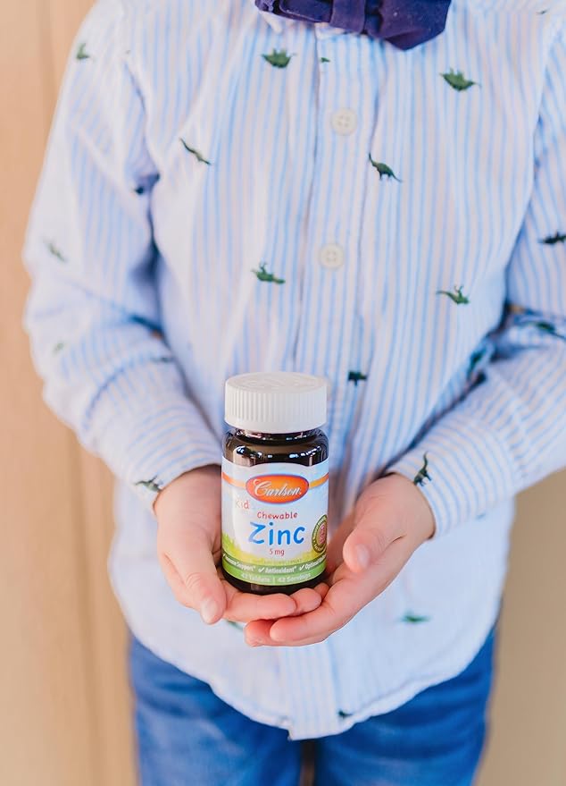Carlson - Kid's Chewable Zinc, 5 mg, Immune Support, Antioxidant Power, Natural Mixed Berry Flavor, 42 Tablets
