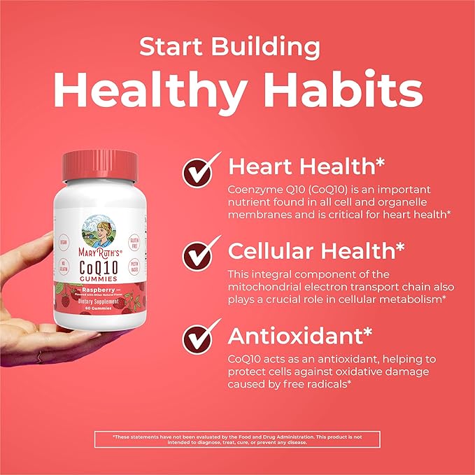 CoQ10 Gummies by MaryRuth's | Coenzyme Q10 | Gummy Supplements for Heart Health & Cellular Health | Antioxidant | CoQ10 120 mg | Vegan | Non-GMO | Gluten Free | 60 Count | 1 Month Supply