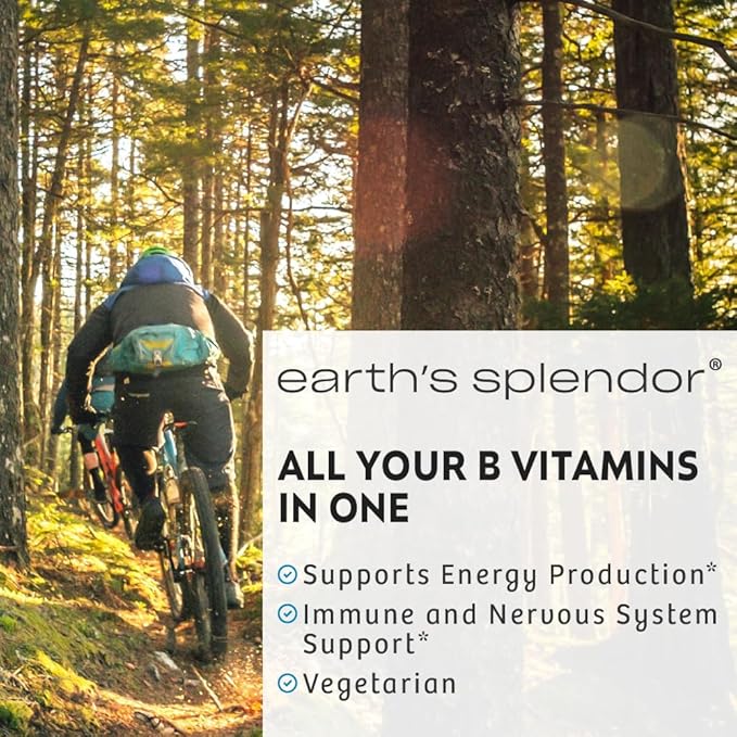 Earth's Splendor Vitamin B Complex – Supports Energy, Metabolism, and Immune Function – Complete B-Vitamin Formula for Men & Women, 60 Tablets, 2-Month Supply