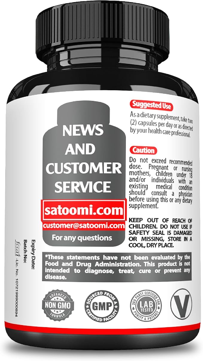 Satoomi 5 in 1 Wormwood Capsules Supplement - Extracted from Black Walnut, Whole Cloves, Turmeric and Berberine HCl - Immune System & Digestion Health - 180 Count -90 Day Supply