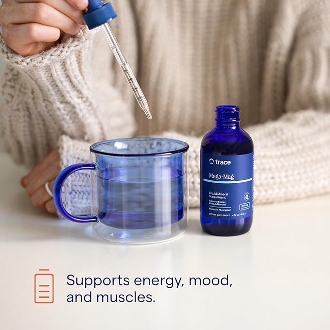 Trace Minerals Mega-Mag - Liquid Energy Support Supplement with Magnesium & Chloride - Healthy Bone & Muscle Function Support Formula - Supplement to Support Nerve Health - 4 fl oz (30 Servings)