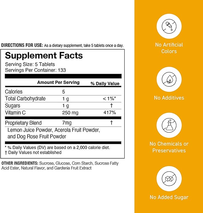 Umeken C-Balance Chewable Vitamin C Supplements, High Potency for Adults & Kids, with Citric Acid and Gamma-linolenic Acid, Vitamin C Chewables, 7.1 Ounce, 200g, 4.5 Months Supply, Pack of 6
