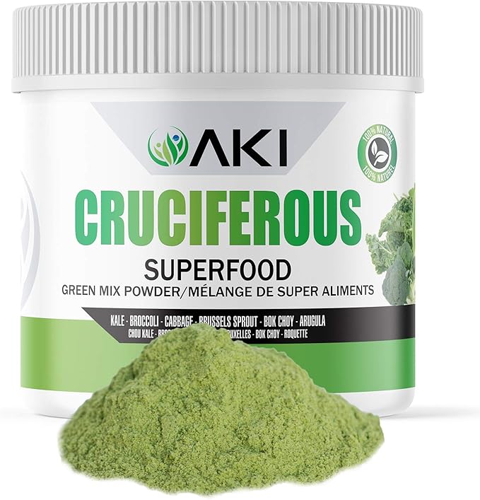 AKI Cruciferous Superfood Blend Powder and AKI Marine Phytoplankton Powder - Plant Based Proteins Ideal to Boost Greens Veggie Smoothie Supplements Vitamins | Vegan & GMO Free