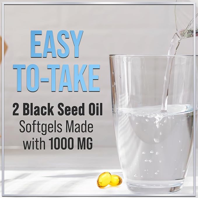 Premium Blackseed Oil 1000mg - Pure Nigella Sativa Black Seed with Thymoquinone (Non-GMO & Vegan) for Skin & Immune Support, Best Extraction Above Cold Pressed, Black Cumin Seed Oil - 120 Softgels