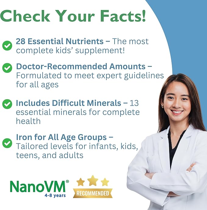 4-8 Years, Allergen-Free Kids Multivitamin, Unflavored Powdered Vitamins, Multivitamin Powder with 14 Vitamins & 13 Minerals, Low-Carbohydrate Vitamin Supplements, 275g - Solace Nutrition