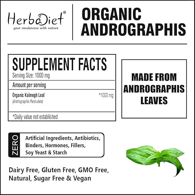 Andrographis Paniculata Powder | Certified Organic | 1% Andrographolides - Natural Liver Tonic, Immune Health & Respiratory Support Complex | King of Bitters, Non-GMO (227 gram/8oz)