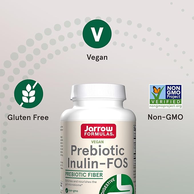 Jarrow Formulas® Prebiotic Inulin FOS Prebiotic Fiber Supplement, 6.3 Oz, Prebiotics for Gut Health and Digestive Support, Approx. 47 Servings