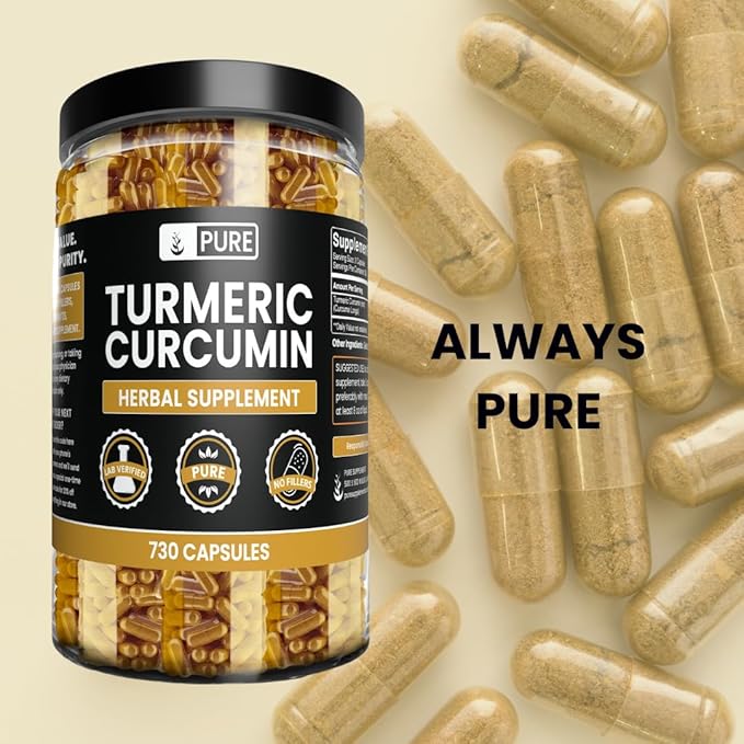 Pure Original Ingredients Turmeric Curcumin 730 Capsules No Magnesium Or Rice Fillers, Always Pure, Lab Verified