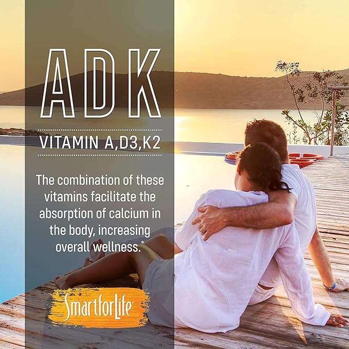Smart for Life ADK Vitamins Supplement - High Potency Vitamin ADK - Vitamin D3, Vitamin K2 & Vitamin A - Supports Bone and Heart Health - 5,000 IU Vitamin A - 5,000 IU Vitamin D3-500mcg Vitamin K2