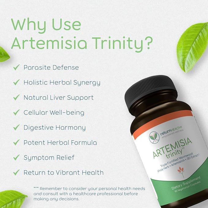 Artemisia Trinity | Cleansing for Adults with Wormwood Herb & Artemisinin 30:1 Extract | Resistance & Digestive Support | Herbal Supplements | Pure, Plant-Based, 90 Caps
