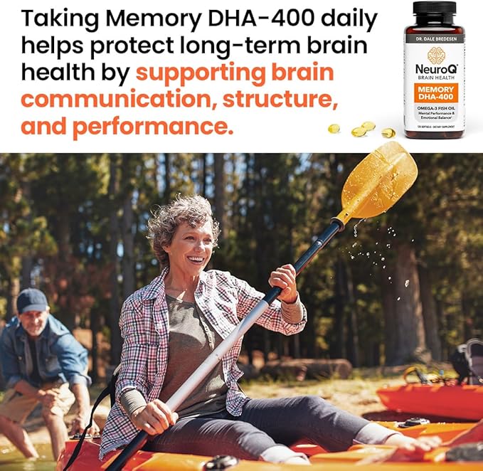 LifeSeasons NeuroQ Memory DHA-400 - Omega-3 Fish Oil Supplement - Mental Performance & Balance - Supports Neuro Brain Health - Protects Against Memory Loss & Improves Focus - 120 Softgels