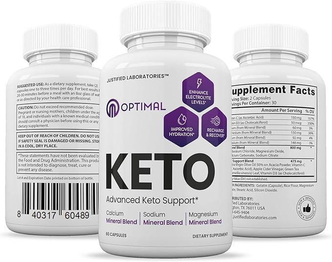 (10 Pack) Optimal Keto Pills 1275MG New & Improved Formula Contains Apple Cider Vinegar Extra Virgin Olive Oil Powder Green Tea Leaf 600 Capsules