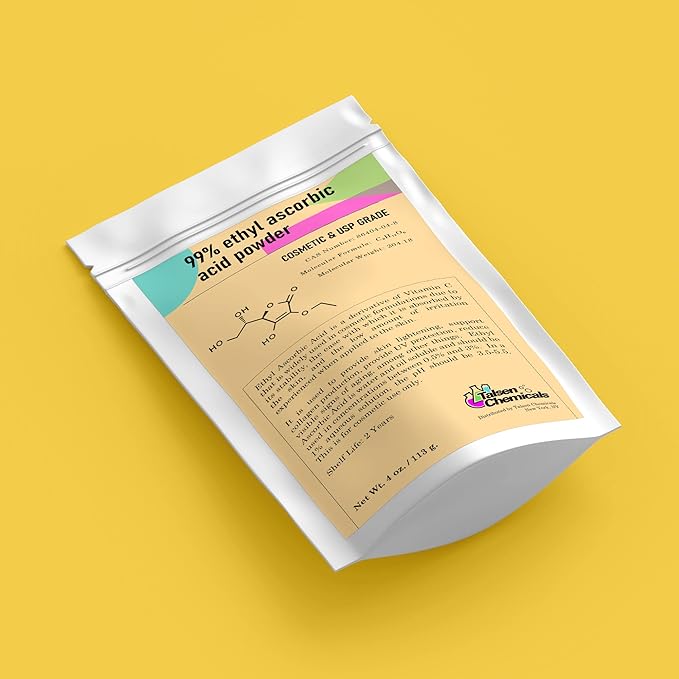 Ethyl Ascorbic Acid Powder (4 Ounce / 113 grams) Stable Vitamin C Derivative Help to Absorb Vitamin C to Skin Improve Skin Gloss, Skin Elasticity, Anti-Oxidation/Other Functions