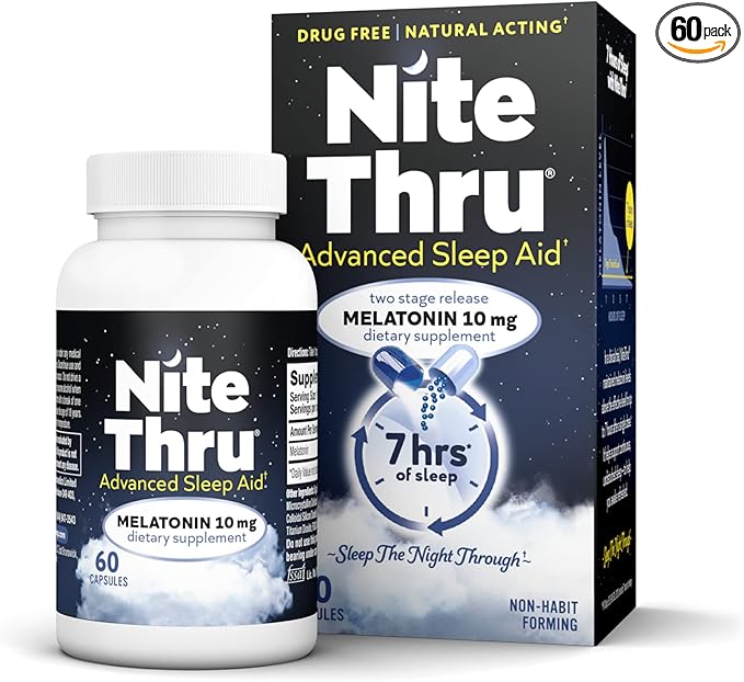 Advanced Sleep Aid Melatonin Dietary Supplement, 10mg Capsules, 60 Count