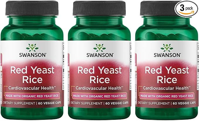 Swanson Made with Organic Traditional Red Yeast Rice 600 Milligrams 60 Veg Capsules (3 Pack)