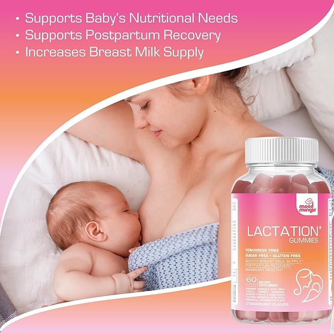 Lactation and Postpartum Support Gummies - with Blessed Thistle, Fennel Seed, Milk Thistle, Moringa, Sunflower Lecithin, Vitamin D3 & B12 - Increase Milk Supply Milk Production