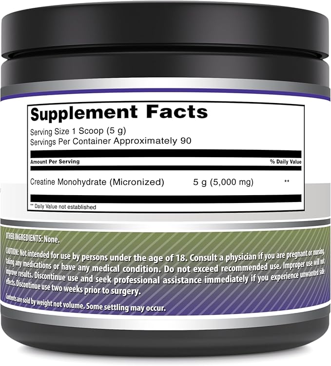 Amazing Formulas Micronized Creatine Monohydrate Supplement | 5000 Mg | Non-GMO | Gluten Free | Made in USA (1 Lb, Unflavored)