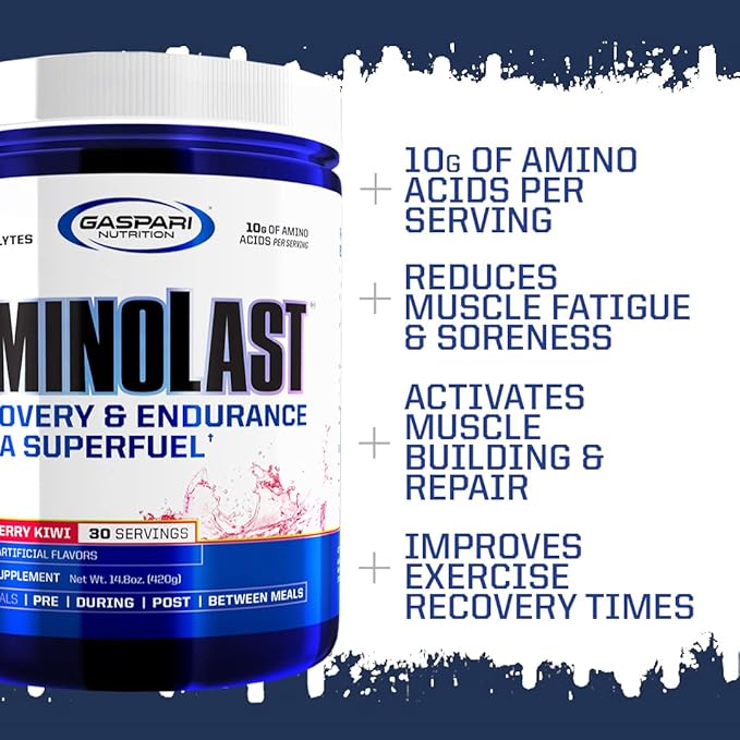Gaspari Nutrition: AminoLast, Muscle Recovery and Endurance BCAA Fuel, Enhances Recovery & Replenishes Electrolytes, 30 Servings (Peach Raspberry)