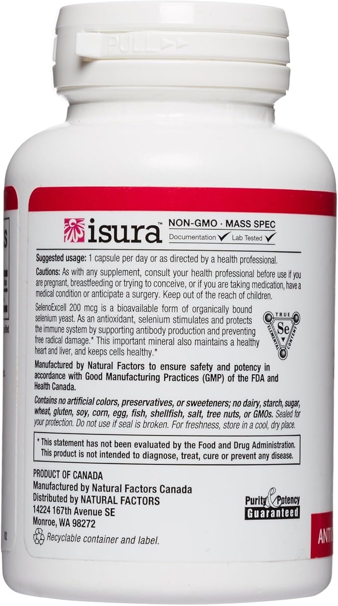 Natural Factors, SelenoExcell Selenium 200mcg, Antioxidant & Immune Support, 90 Capsules