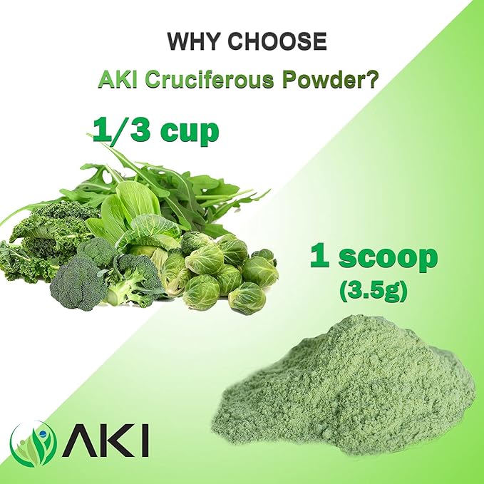 AKI Cruciferous Superfood Blend Powder and AKI Marine Phytoplankton Powder - Plant Based Proteins Ideal to Boost Greens Veggie Smoothie Supplements Vitamins | Vegan & GMO Free