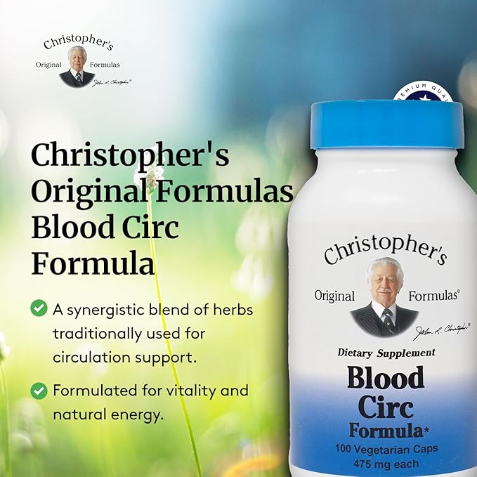 Christopher's Original Formulas Blood Circ Formula Capsules, Herbal Supplement for Cardiovascular & Circulatory Wellness, 100 Capsules