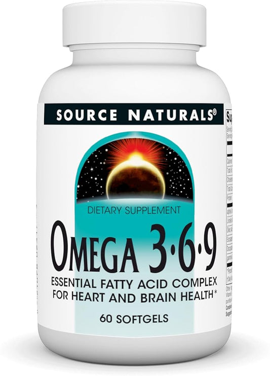 Source Naturals Omega 3-6-9, Essential Fatty Acid Complex for Heart and Brain Health* - 60 Softgels