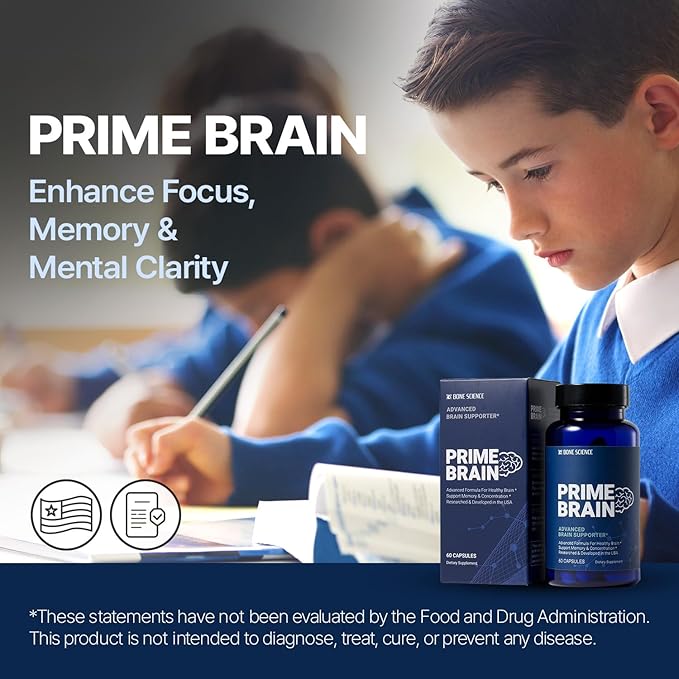 Prime Brain Supplement | Nootropic for Memory, Focus & Cognitive Support | Includes Phosphatidylserine, Alpha GPC, L-Theanine & Ginkgo Biloba | 60 Capsules
