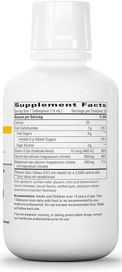 Integrative Therapeutics - Liquid Calcium Magnesium (2:1) - Bioavailable Mineral Forms - Orange Vanilla Flavored - 16 fl oz