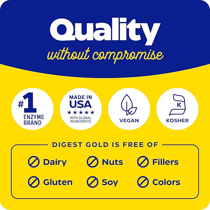 Enzymedica - Digest Gold with ATPro, Daily Digestive Support Supplement with Enzymes and ATP, 180 Capsules