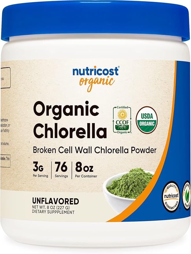 Nutricost Organic Chlorella 8 OZ (3 Bottles) - 3000mg Per Serving