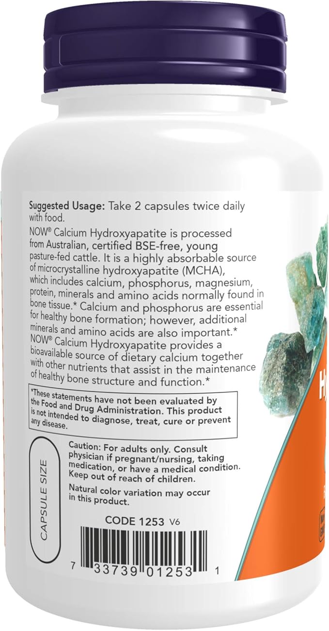 NOW Supplements, Calcium Hydroxyapatite Caps, Supports Bone Health*, 120 Capsules (Pack of 2)