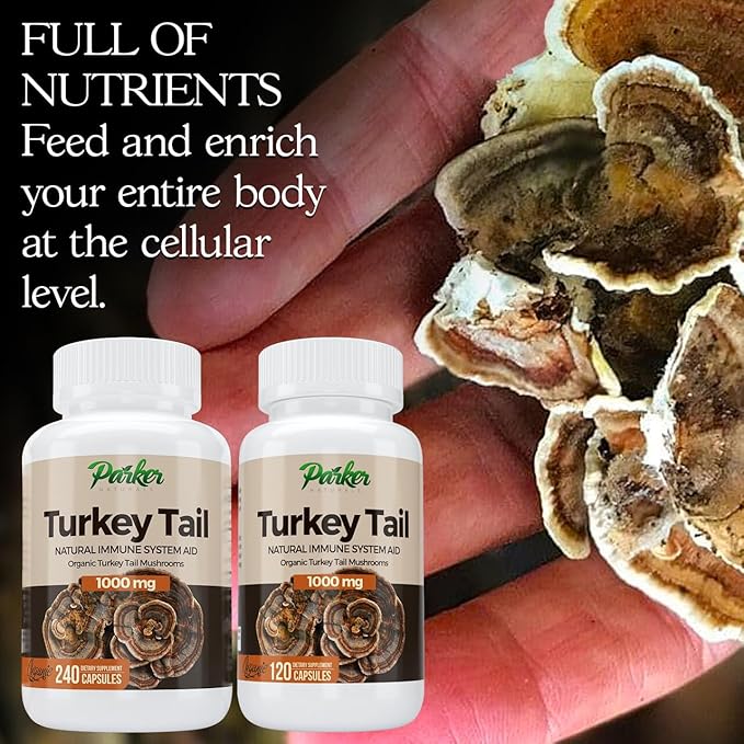 Turkey Tail Mushroom Capsules - Organic Mushroom Supplement for Immune System Health Support - 1000 mg Premium Supplements - 240 Capsules