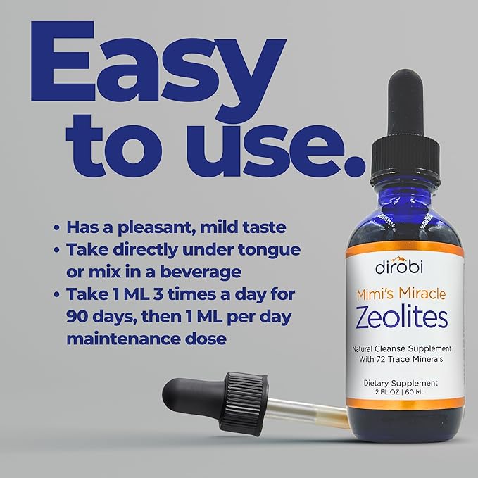 Mimi's Miracle Zeolites: Micronized Zeolite Supplement Liquid with 70 Trace Minerals - Supports Cell Restoration, Immune & Digestive Tract Health - (4 oz Bottle, 60 Day Supply)