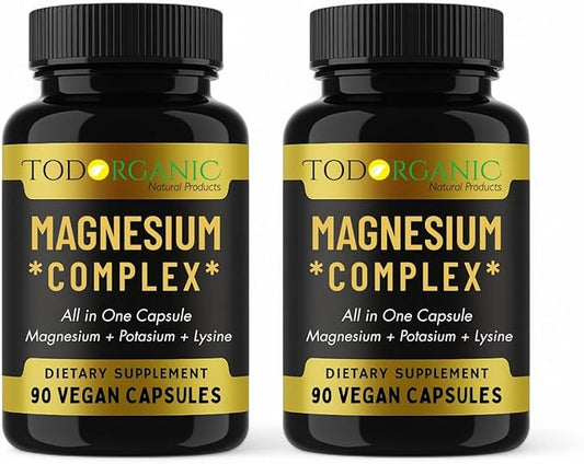 Todorganic Magnesium Citrate & Potassium Citrate | High-Absorption Vegan Magnesium Supplement | Essential Minerals for Muscle Support & Relaxation | 90 Capsules – 2 Pack