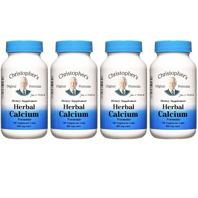 Christopher's Original Formulas Herbal Calcium, Natural Bone Support, 100 Caps, Pack of 4