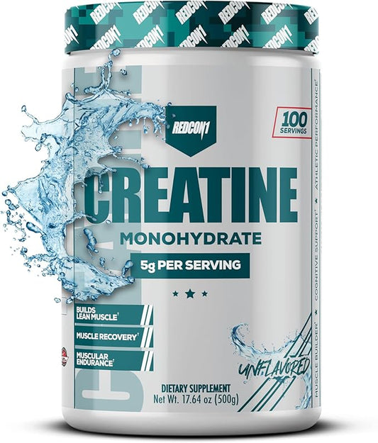 REDCON1 Creatine Monohydrate - Keto Friendly + Vegan Pre & Post Workout Supplement - Creatine Powder to Support Recovery & Athletic Performance (100 Servings)