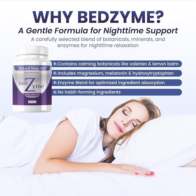 Sleep Aid Supports Natural Sleep & Relaxation – 30 Capsules Sleep Supplement to Help with Calmness & Rest – 10mg Melatonin & REM Enzyme Delivery System (Serving Size: 2 Capsules)