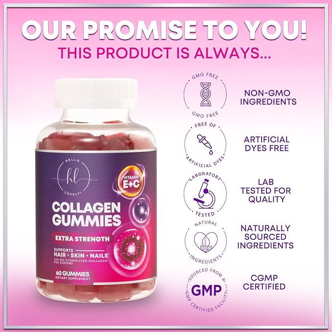 Collagen Peptide Gummies for Women with Biotin - Hydrolyzed Collagen for Hair, Skin, Nail, Bone Health & Joint Support - Extra Strength Best Peptides Supplement for Women & Men, Non-GMO - 60 Gummies