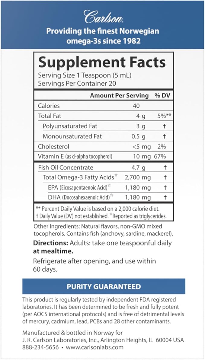 Carlson Med Omega, Lemon-Lime, 2,700 mg Omega-3s, 100 mL