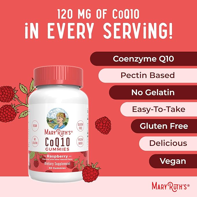 CoQ10 Gummies by MaryRuth's | Coenzyme Q10 | Gummy Supplements for Heart Health & Cellular Health | Antioxidant | CoQ10 120 mg | Vegan | Non-GMO | Gluten Free | 60 Count | 1 Month Supply
